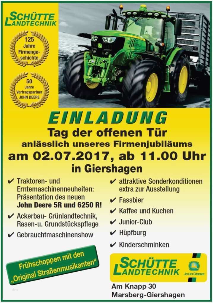 Einladung Traktor Vorlage Einzigartig Einladung Firmenjubiläum Vorlagen