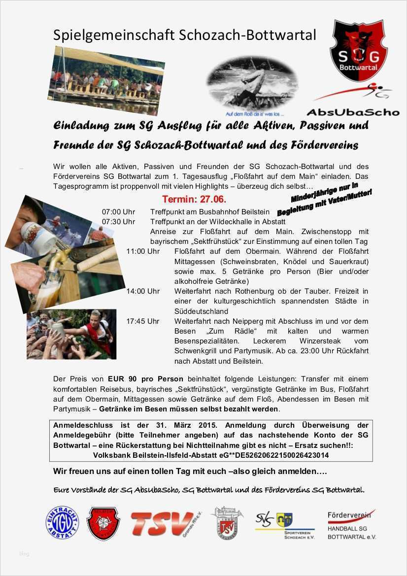 Einladung Zum Ausflug Vorlage Beste Einladung Zum Sg Ausflug
