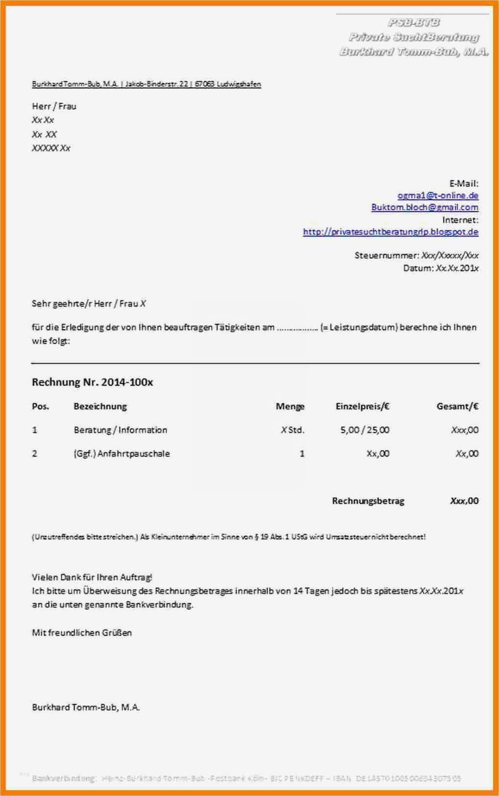Einmalige Rechnung Als Privatperson Vorlage Beste 13 Rechnung Als Privatperson