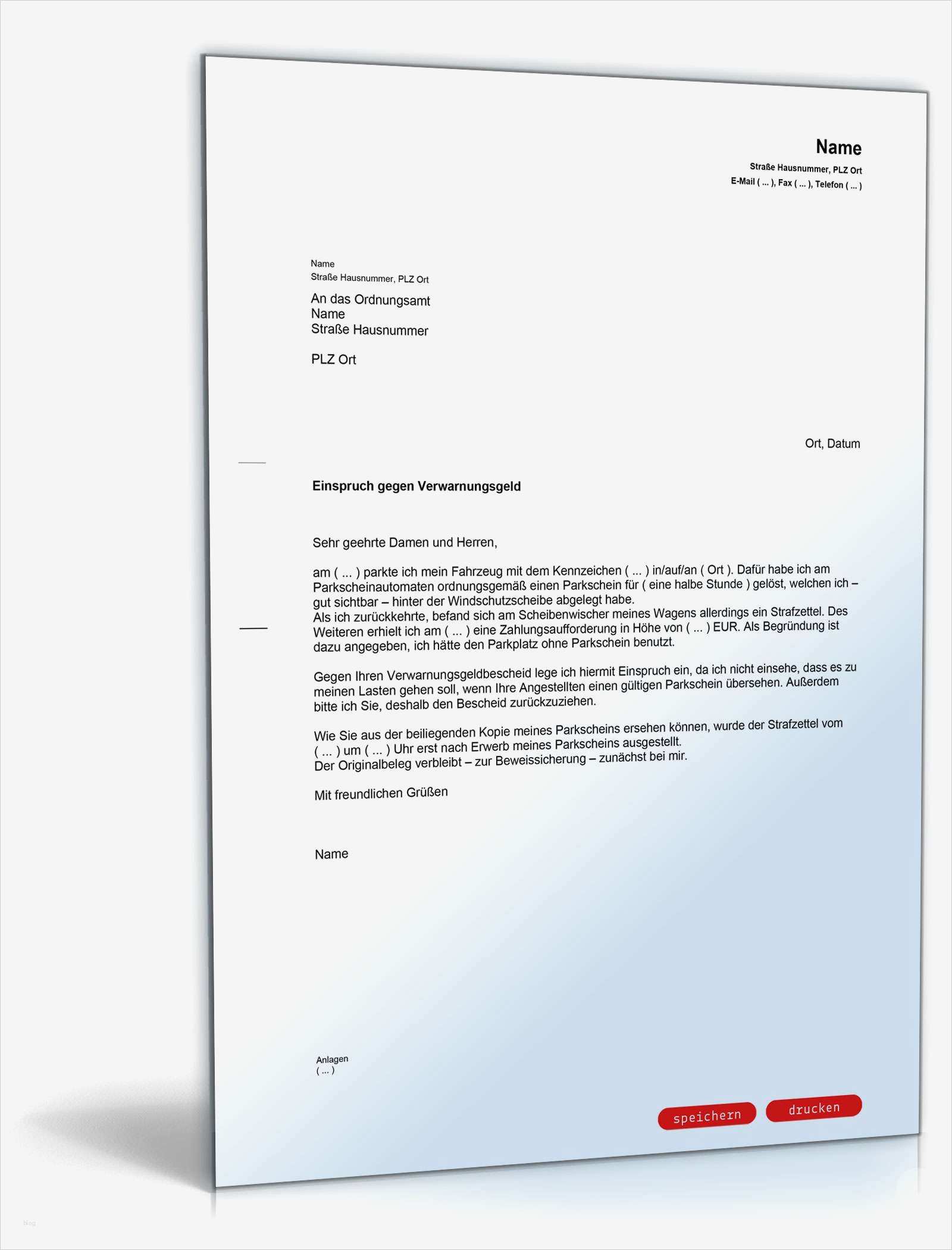 Einspruch Geschwindigkeitsüberschreitung Vorlage Inspiration Einspruch Gegen Verwarnung Trotz Parkscheins Muster