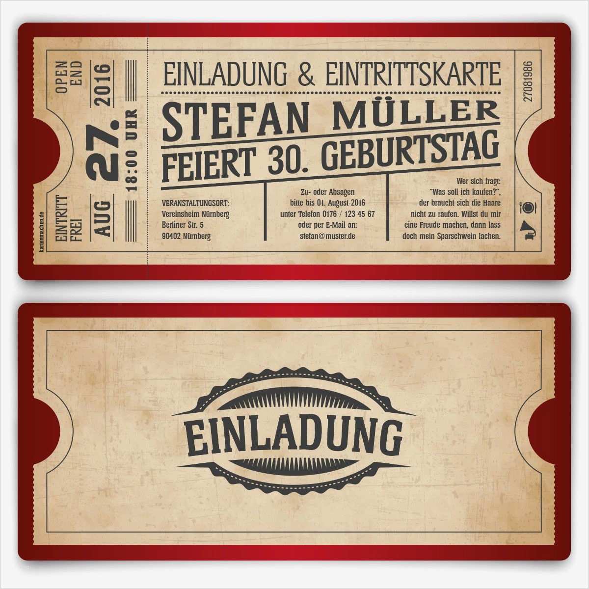 Eintrittskarte Geburtstag Vorlage Best Of Einladungskarten Geburtstag Eintrittskarte