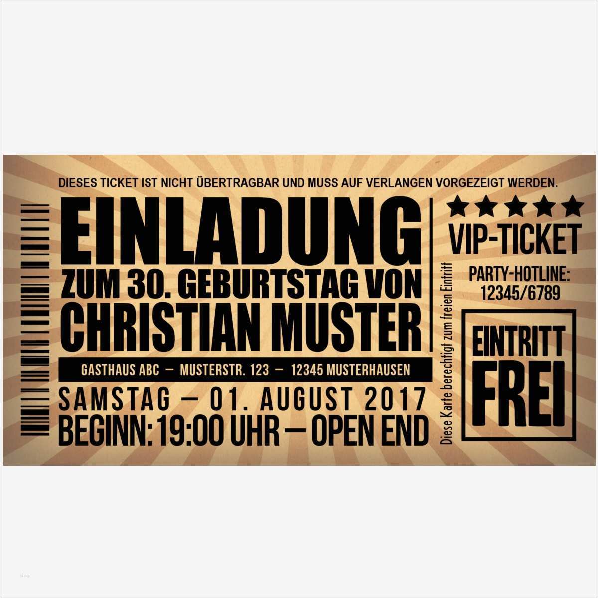 Eintrittskarte Geburtstag Vorlage Erstaunlich Einladungen 30 Geburtstag – Eintrittskarte – Meine