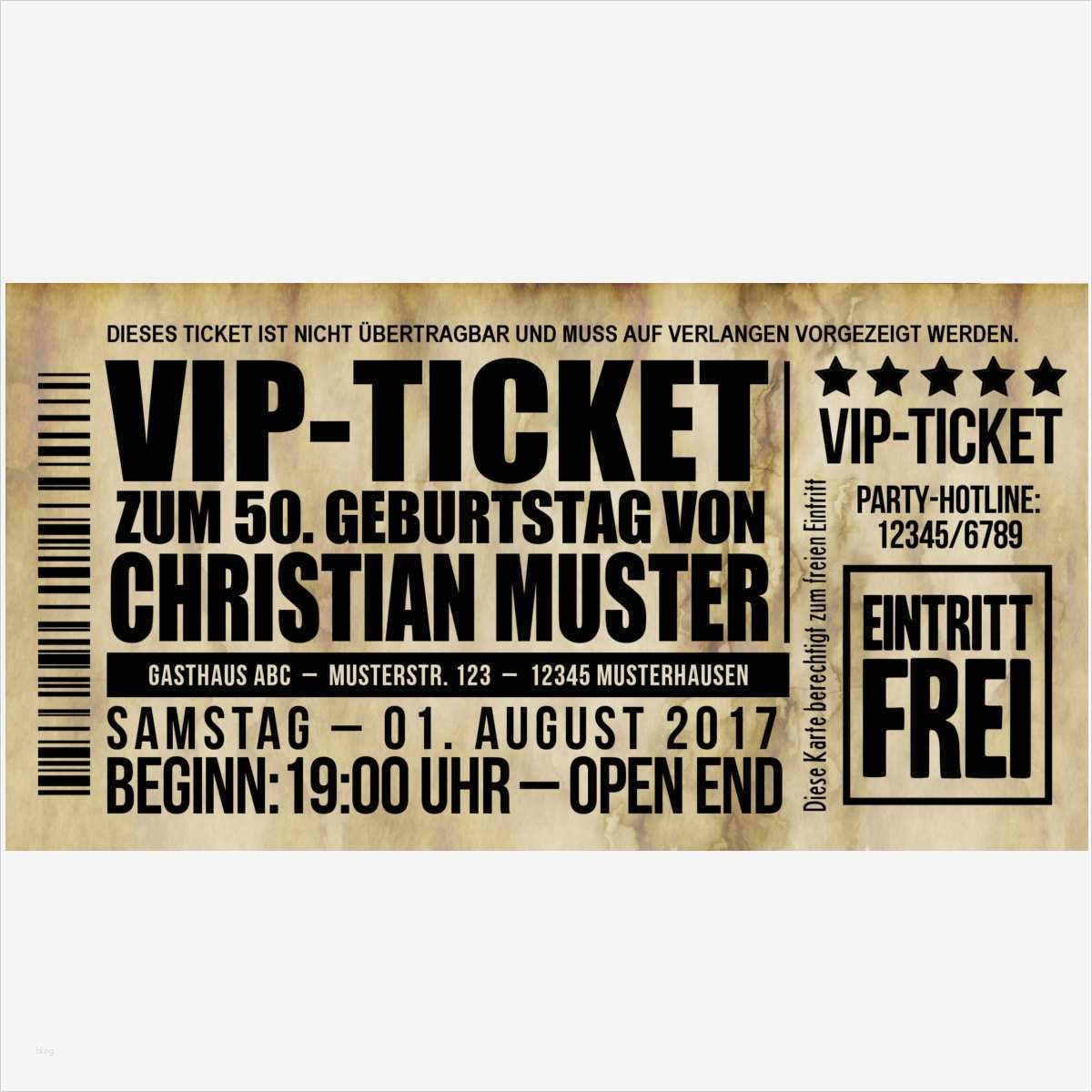 Eintrittskarte Geburtstag Vorlage Hübsch Einladungskarten Zum 50 Geburtstag “ticket”