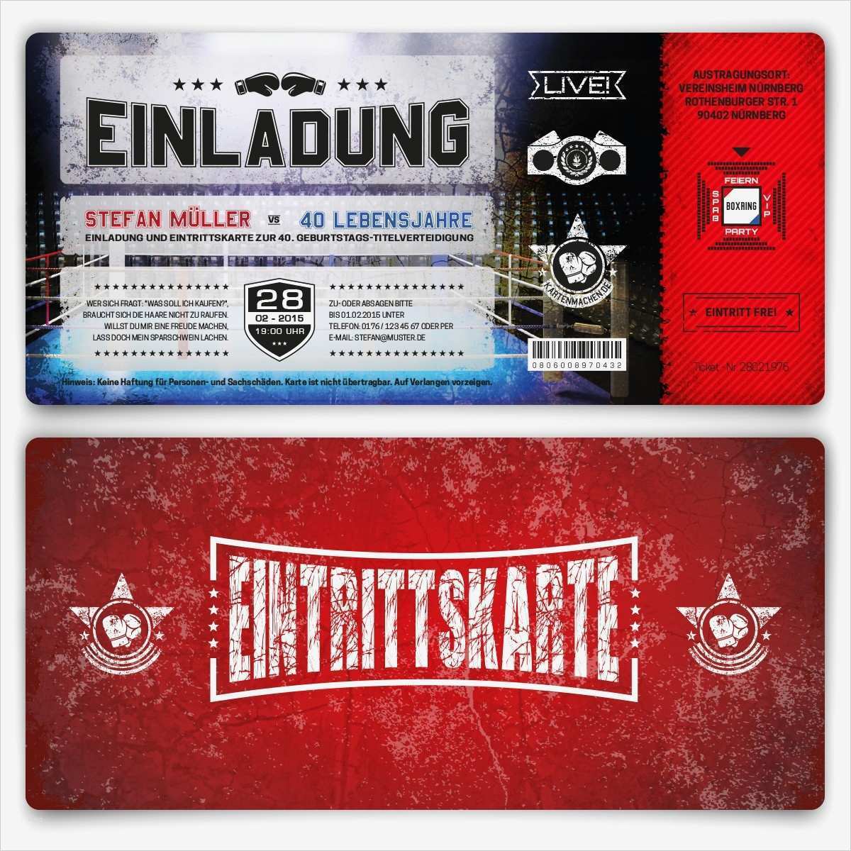 Eintrittskarte Geburtstag Vorlage Luxus Einladungskarten Als Eintrittskarte Boxkampf Ticket Bestellen