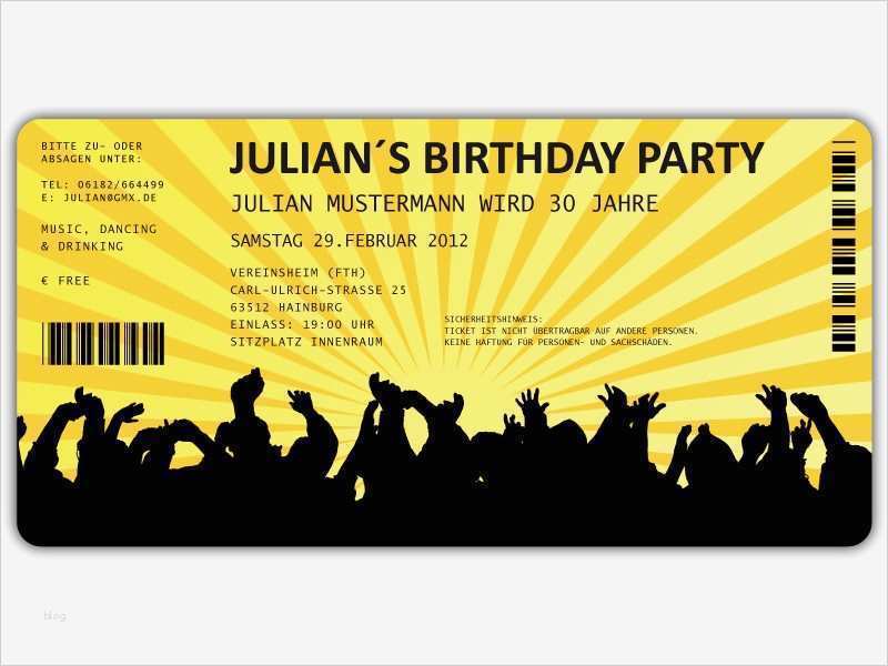 Eintrittskarte Geburtstag Vorlage Wunderbar Einladungskarten Als Ticket Geburtstag Vintage