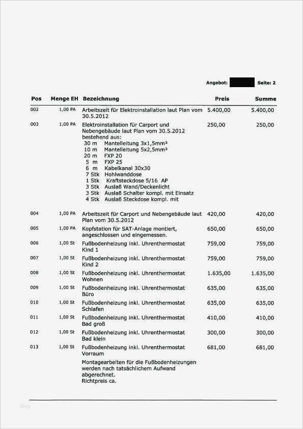 Elektro Angebot Vorlage Neu Elektro Angebot