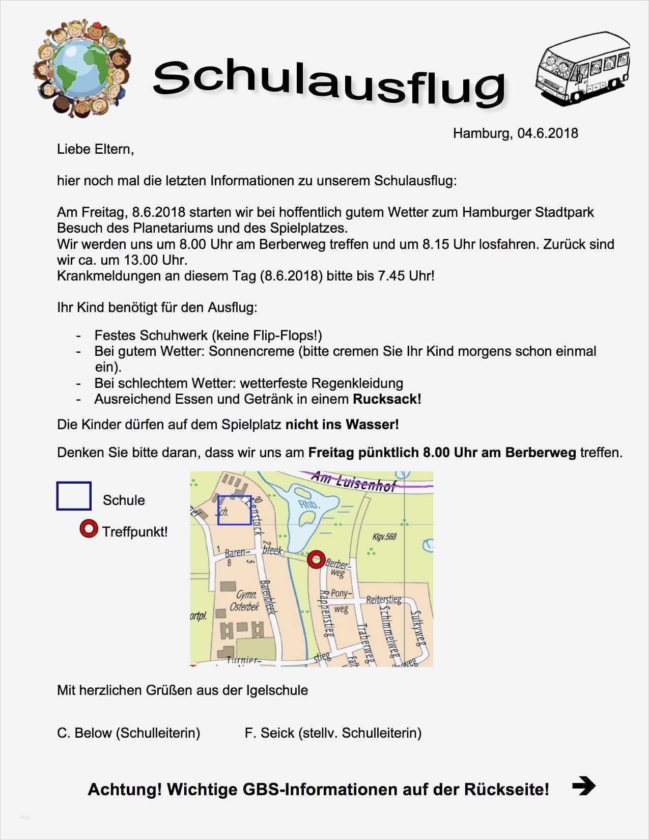 Elternbrief Vorlage Ausflug Erstaunlich Elternbriefe