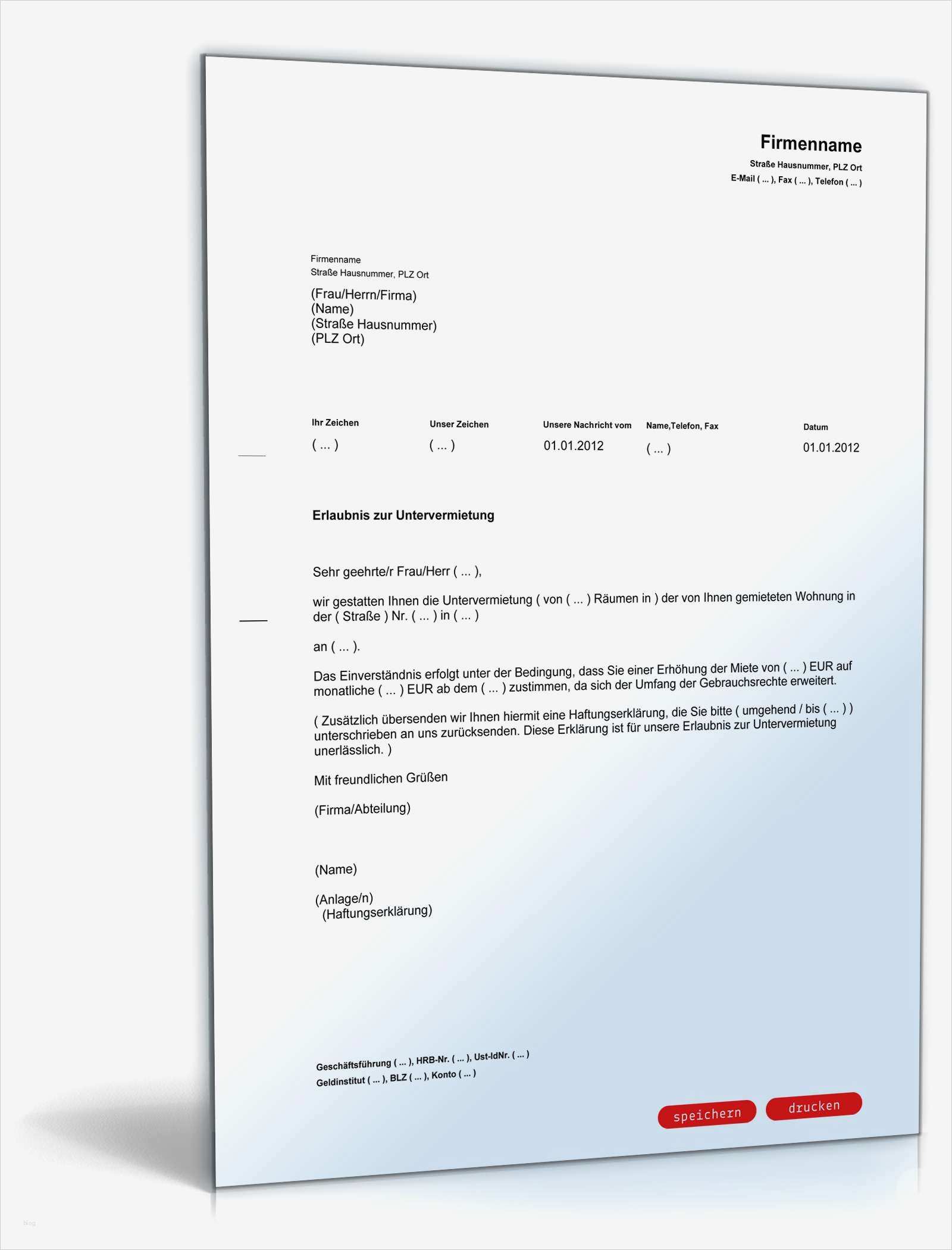 Erlaubnis Zur Untervermietung Vorlage Bewundernswert Genehmigung Der Untervermietung