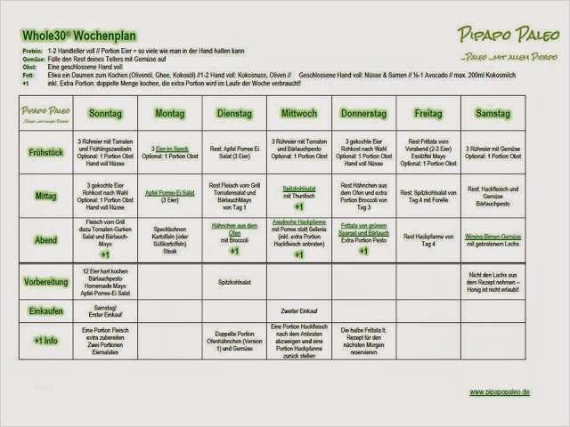 Ernährungsplan Woche Vorlage Wunderbar Pipapo Paleo whole30 Spezial Wochenplan Zum Download