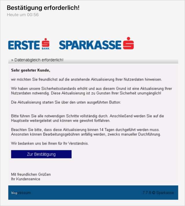 Erste Mail An Eine Frau Vorlage Erstaunlich Watchlist Internet Gefälschte Erste Bank Sparkasse Mail
