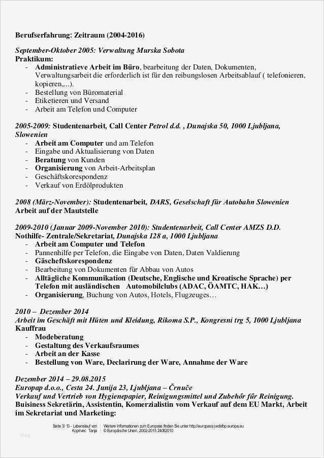 Europass Lebenslauf Vorlage Hübsch Cv Europass Lebenslauf Deutsch Tanja Koprivec25 7 2016pdf