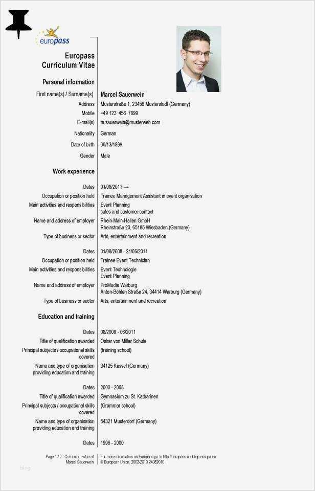 Europass Lebenslauf Vorlage Neu Azubis Im Ausland