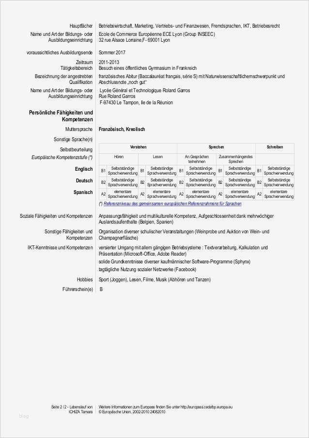 Europass Lebenslauf Vorlage Schön Cv Europass Allemand Ichiza Tamara