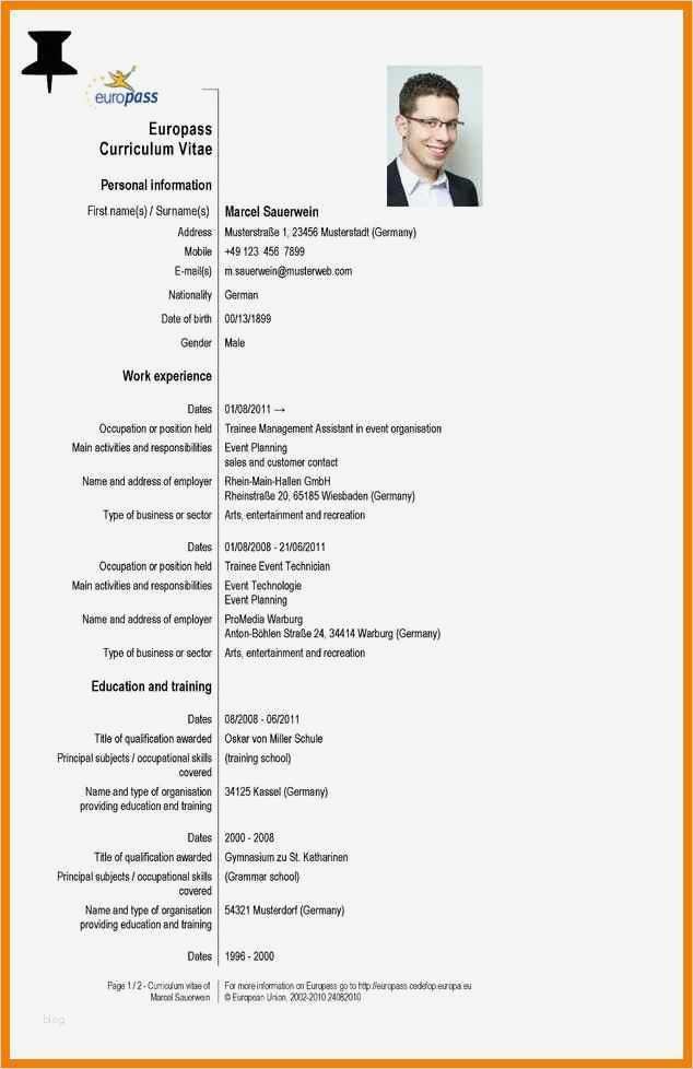 Europass Lebenslauf Vorlage Wunderbar 14 Europäischer Lebenslauf
