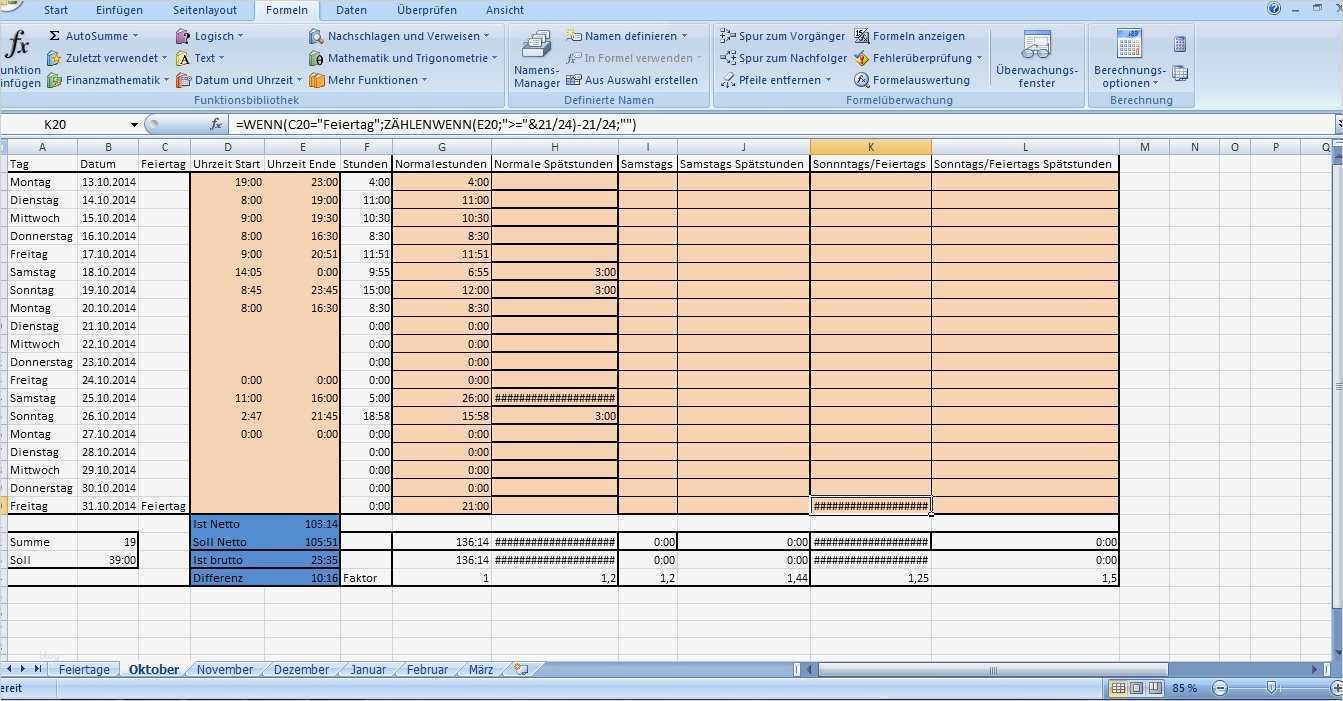 Excel Arbeitsstunden Berechnen Vorlage Best Of Arbeitsstunden Rechnung Mit Zuschlägen
