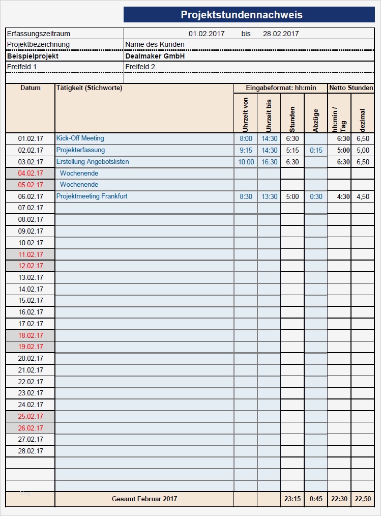 Excel Statik Vorlagen Schön Projektzeiterfassung In Excel sofort Download