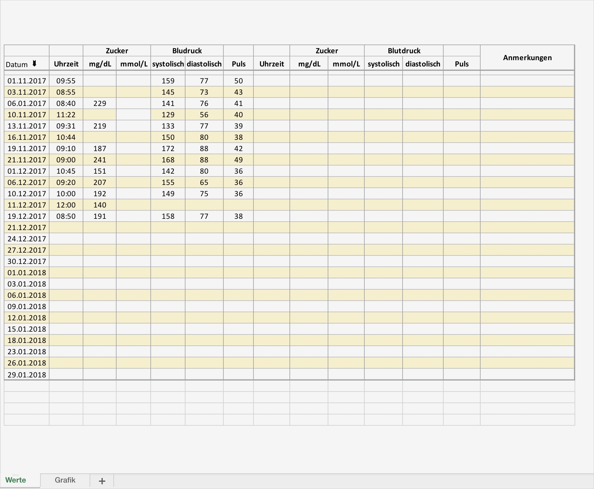 Excel Statik Vorlagen Wunderbar Blutdruck & Blutzucker Erfassung Mit Excel