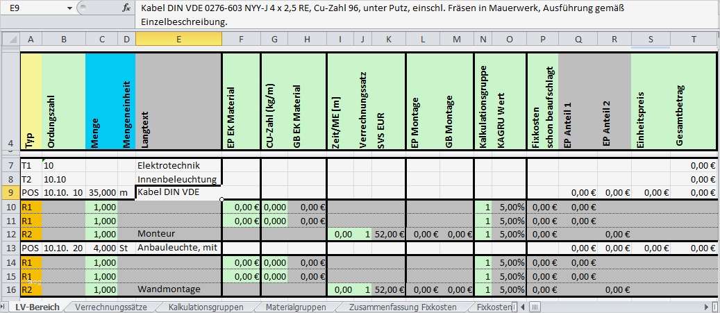 Excel Vorlage Kalkulation Elegant Excel Vorlage Kalkulationsposition
