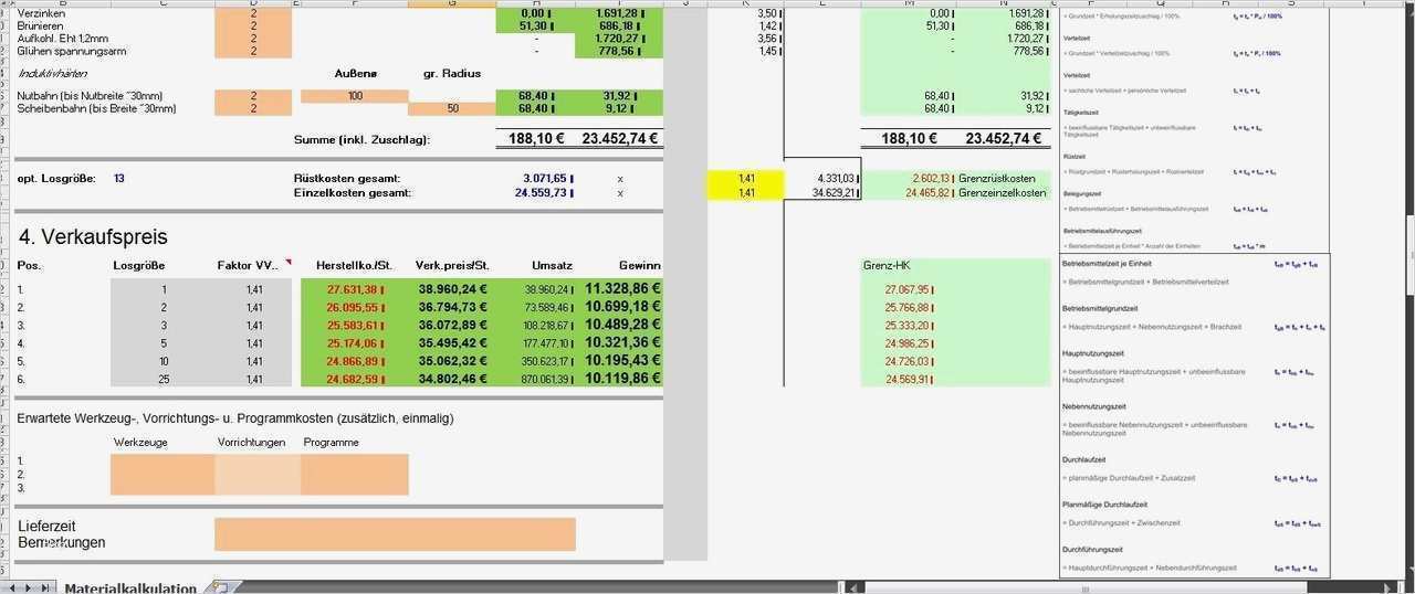 Excel Vorlage Kalkulation Großartig Kalkulation Materialbearbeitung Excel Vorlagen Shop