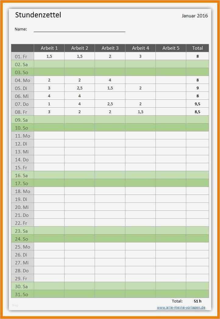 11 stundenzettel excel vorlage kostenlos