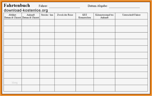 Fahrtenbuch Vorlage Pdf Kostenlos Beste 9 Fahrtenbuch Vorlage
