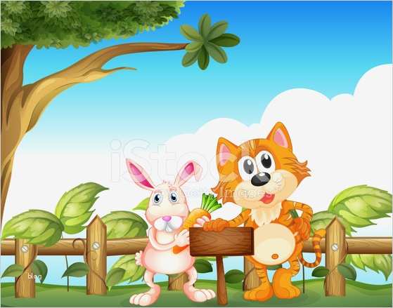Familien Baumstamm Vorlage Erstaunlich Katze Und Ein Kaninchen In Der Nähe Der Leeren Hölzernen