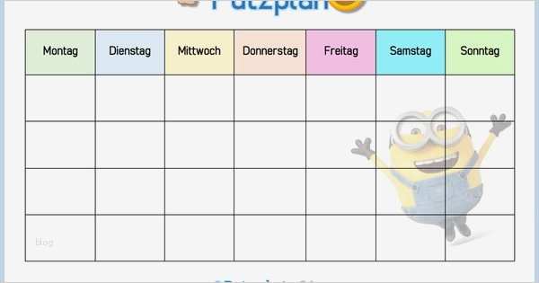 Familien Tagesplan Vorlage Gut Putzplan Vorlage Für Familie Mit Minions