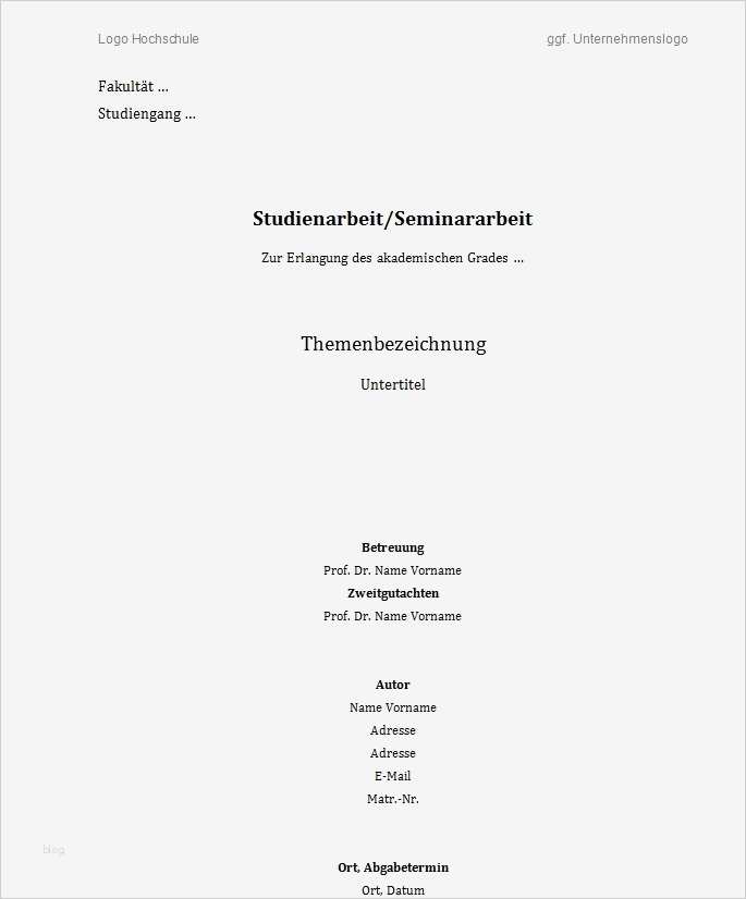 Feedbackbogen Seminar Vorlage Word Luxus Kostenlose Vorlage Für Ihre Stu Narbeit Seminararbeit