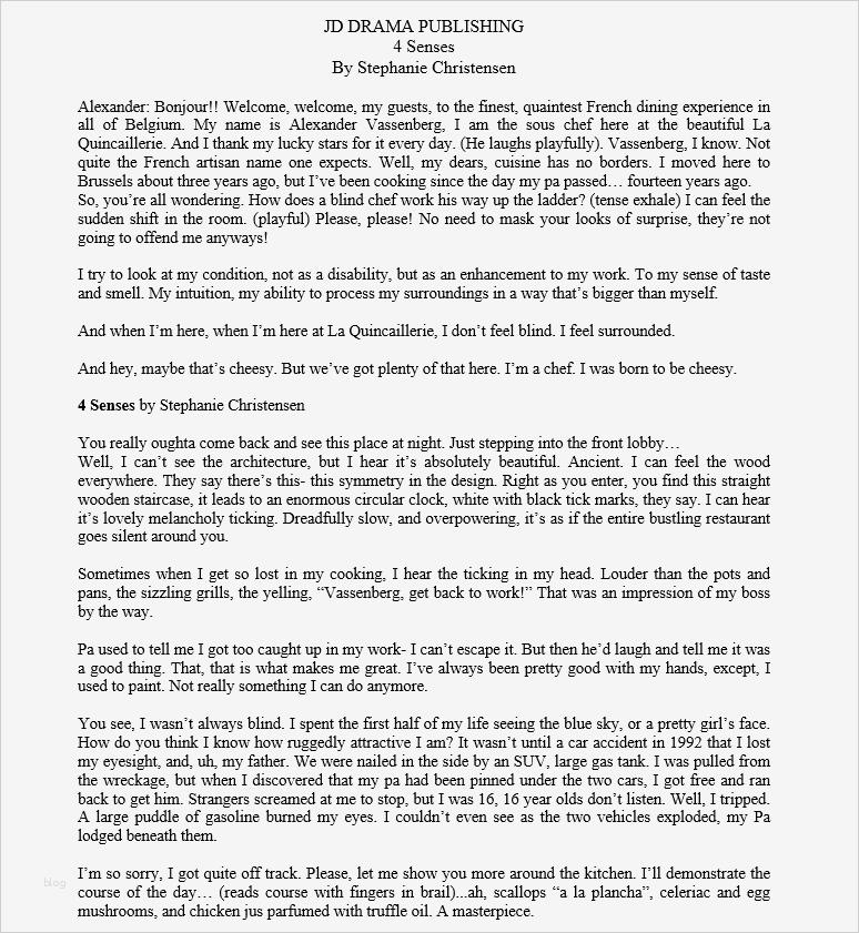 Film Script Vorlage Best Of 4 Senses by Stephanie Christensen 10 12 Min 1m Dramatic