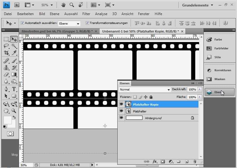 Filmstreifen Vorlage Für Fotos Angenehm Streifen Mit Spiegelung Und Transformation Erstellen