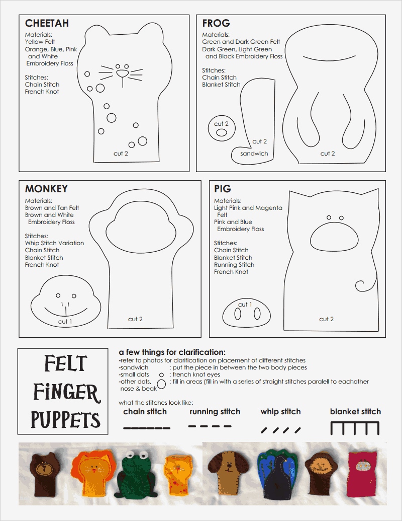 Fingerpuppen Vorlagen Filz Wunderbar Felt Finger Puppets Pattern Pdf Google Drive