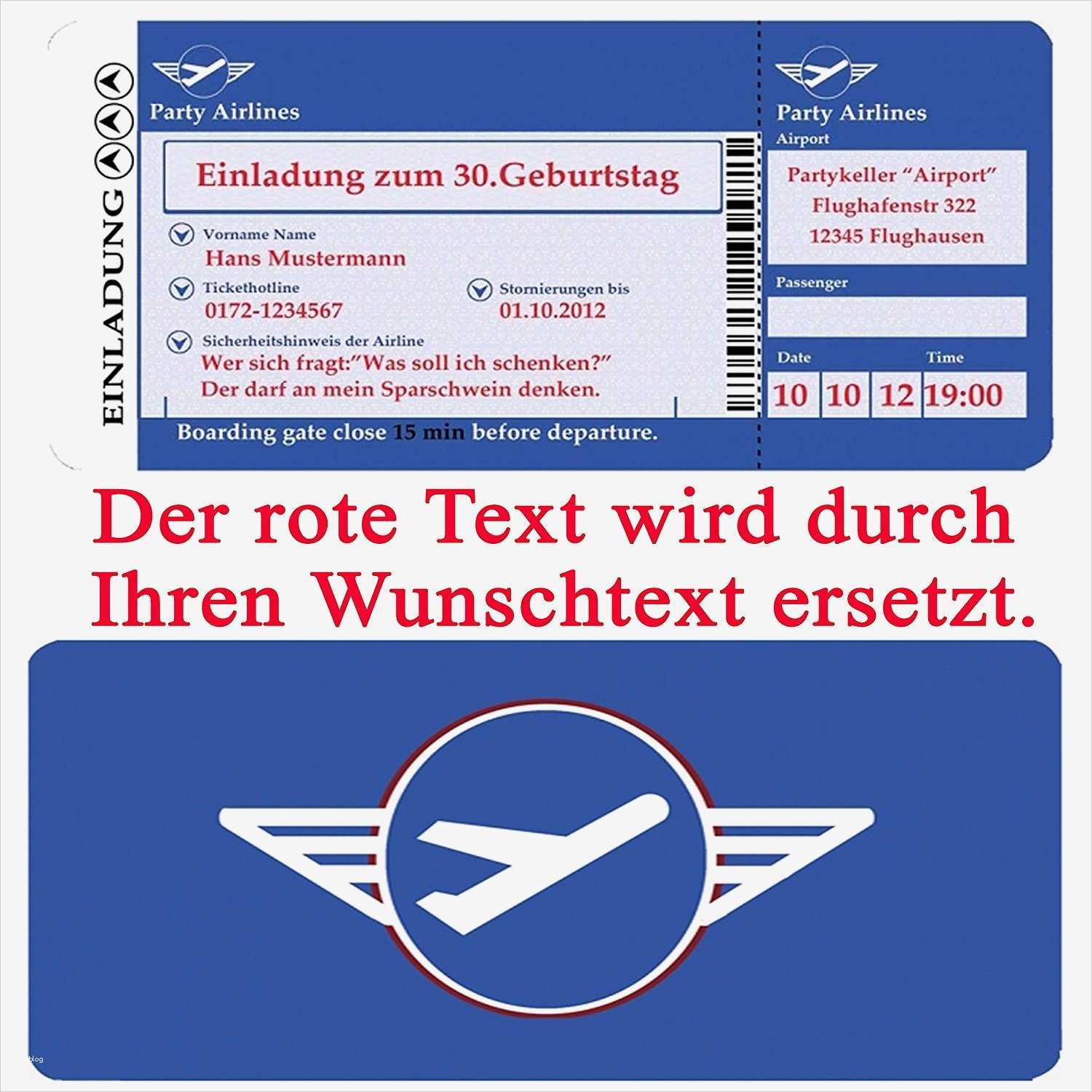 Flugticket Einladung Vorlage Best Of Einladung Geburtstag Ticket Designideen