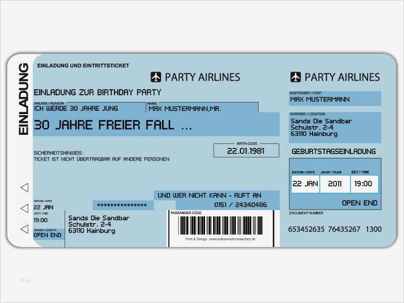 Flugticket Einladung Vorlage Erstaunlich Einladungskarten Flugticket Geburtstag Hochzeit