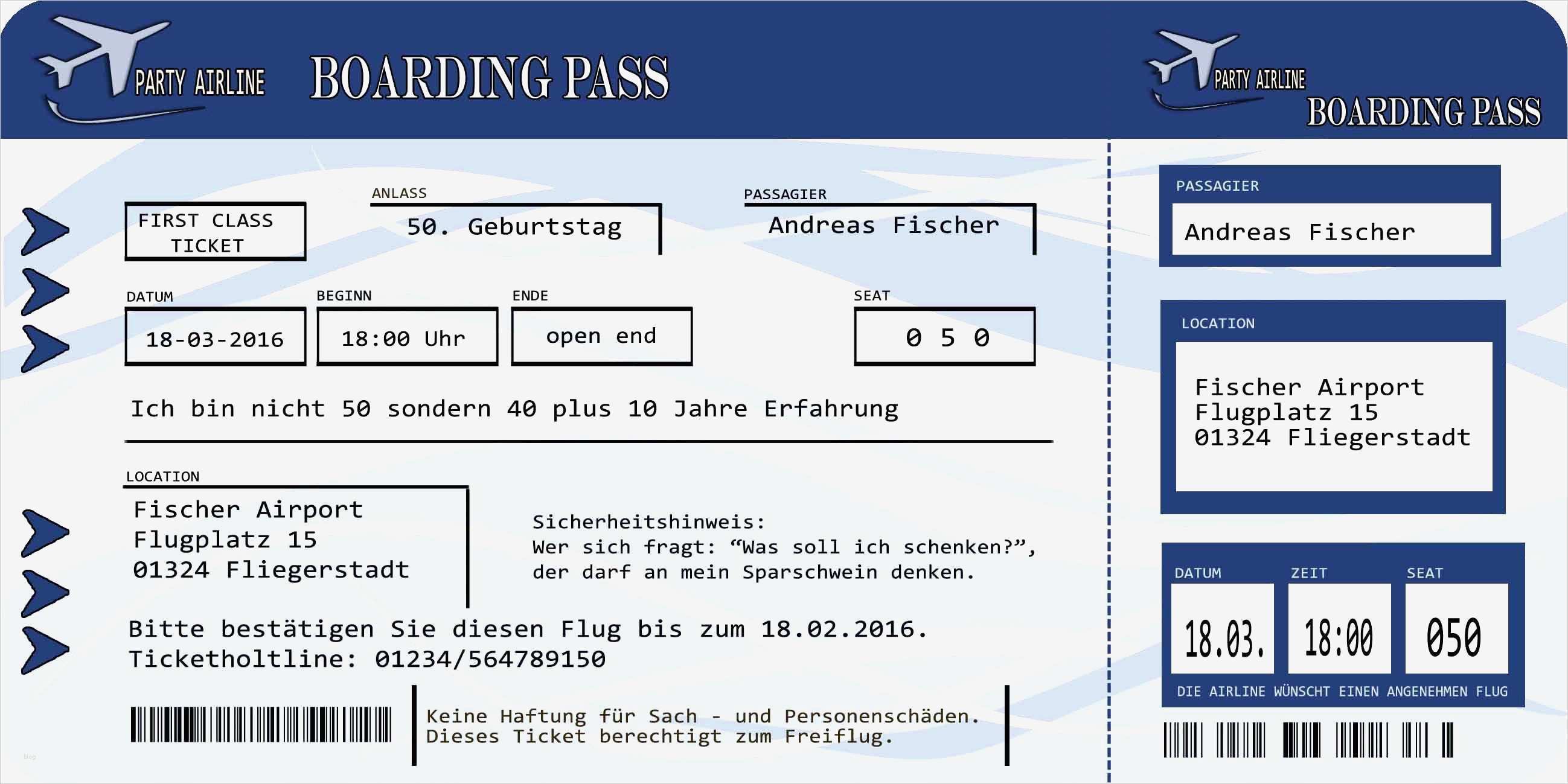 Flugticket Einladung Vorlage Luxus 40 Geburtstag Einladung Witzig