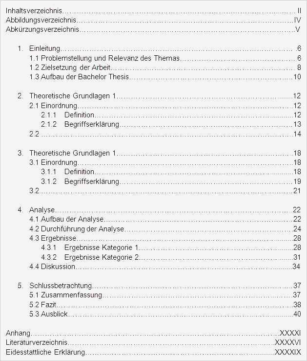 Fom Bachelor thesis Vorlage Inspiration Frage Zu Gliederungen Schule Deutsch Gliederung