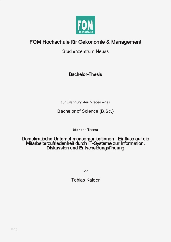 Fom Seminararbeit Vorlage Wunderbar Demokratische Unternehmensorganisationen