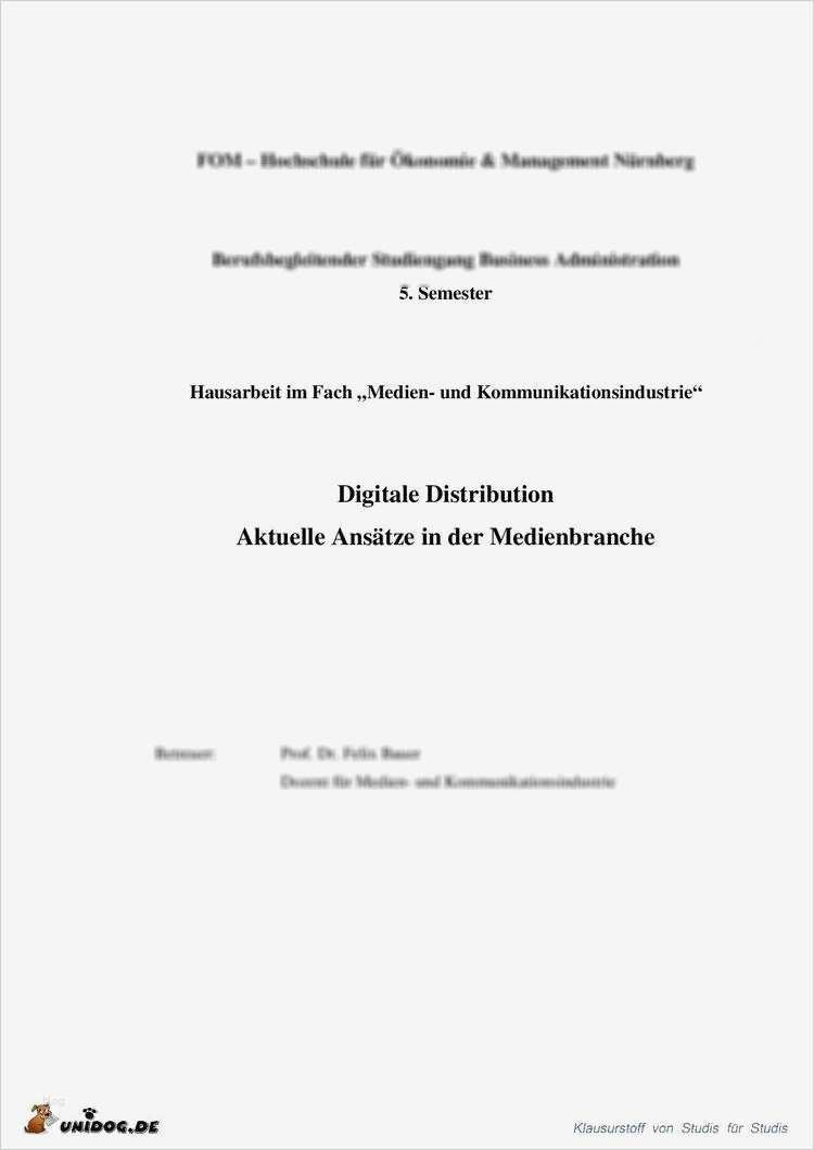 Fom Seminararbeit Vorlage Wunderbar Seminararbeit Fom Digitale Distribution Aktuelle Ansätze