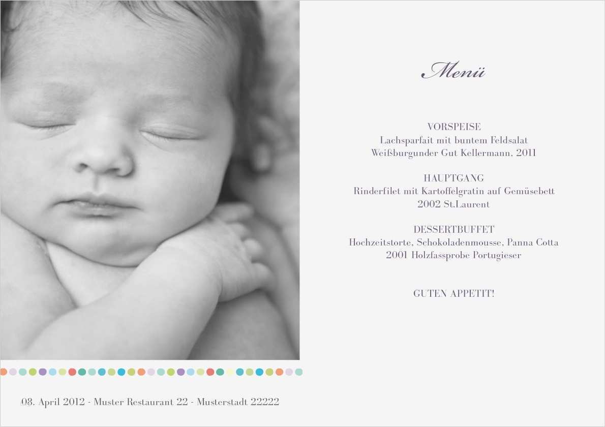 Fotobuch Taufe Vorlage Großartig Menükarte Taufe Dots