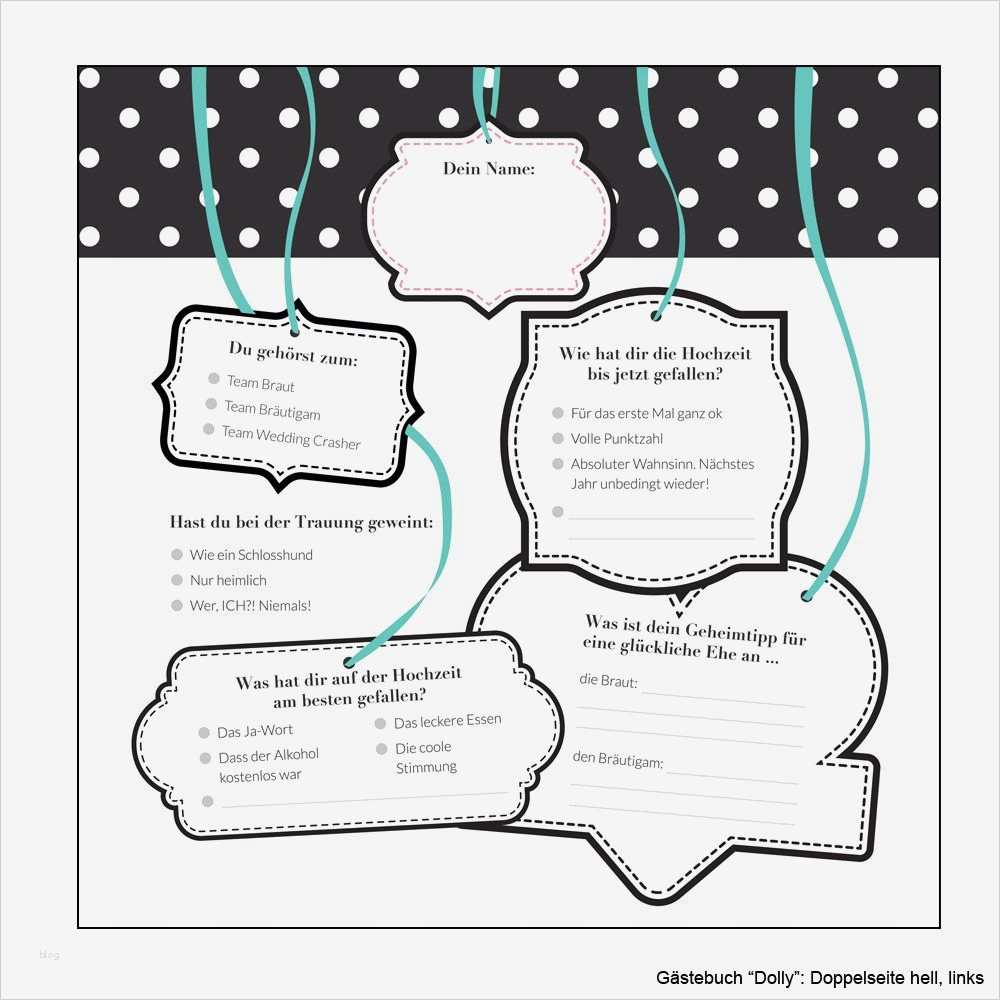 Fragebogen Demographische Daten Vorlage Luxus Cooles Hochzeit Gästebuch "dolly" Mit Fragen