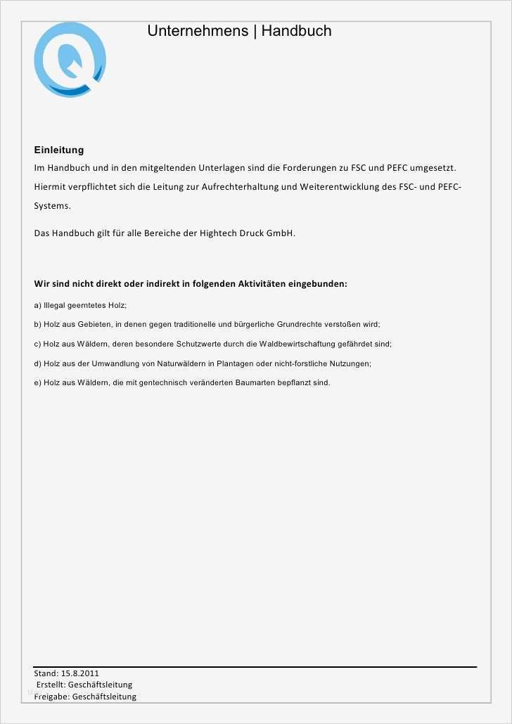 Fsc Handbuch Vorlage Luxus Pefc Fsc Handbuch Hightech Druck Gmbh