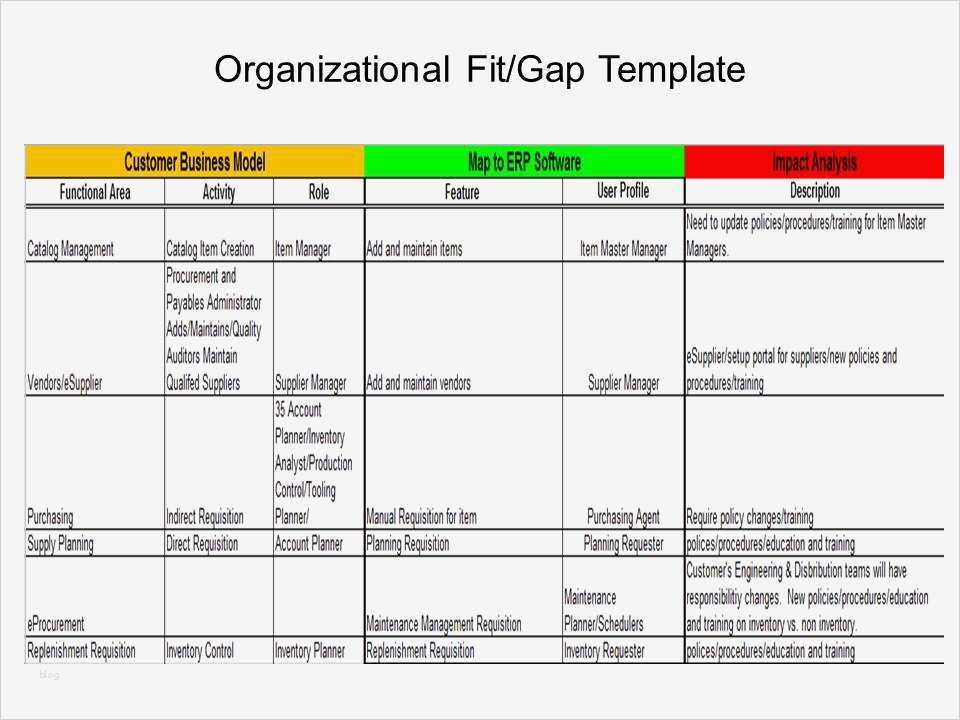 Gap Analyse Excel Vorlage Einzigartig Erp Project 101 organizational Fit Gap