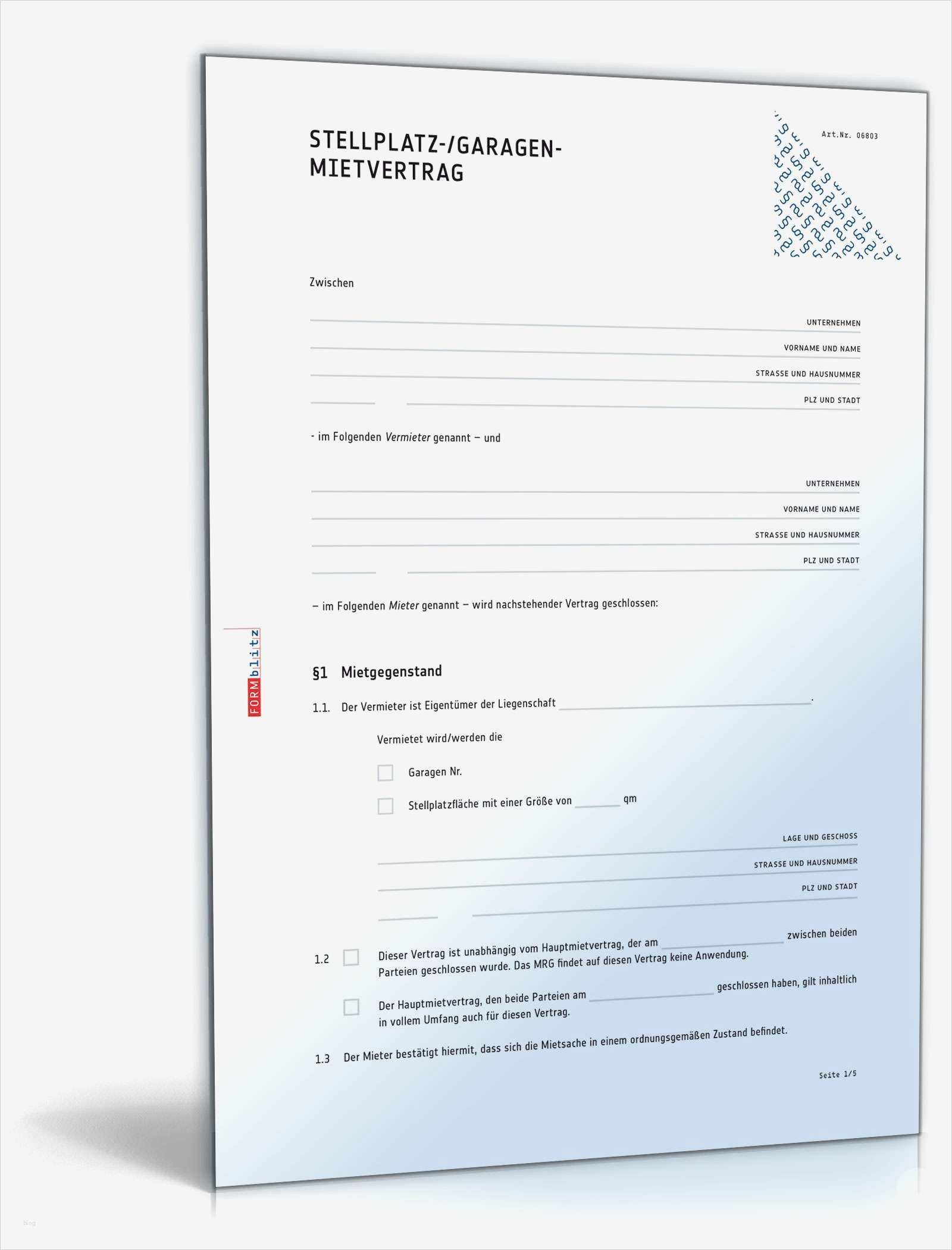Garage Mietvertrag Vorlage Genial Garagenmietvertrag