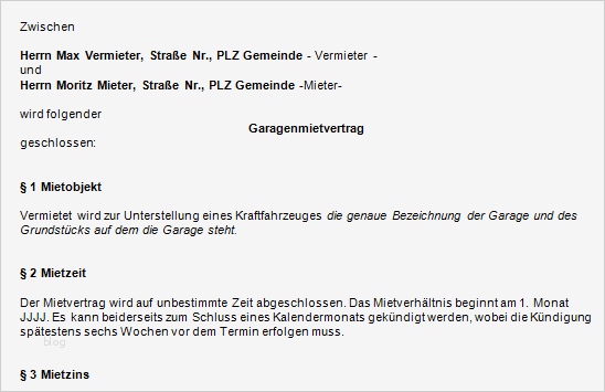 Garage Mietvertrag Vorlage Wunderbar Vorlage Mietvertrag Für Garage Download – Giga