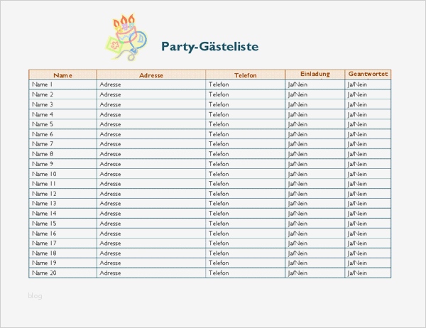 Gästeliste Excel Vorlage Elegant Charmant Vorlage Für Die Gästeliste Ideen