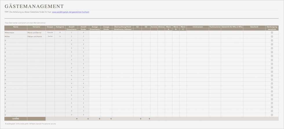 Gästeliste Excel Vorlage Elegant Die Gästeliste Zur Hochzeit Tipps Und Vorlage Zum Download