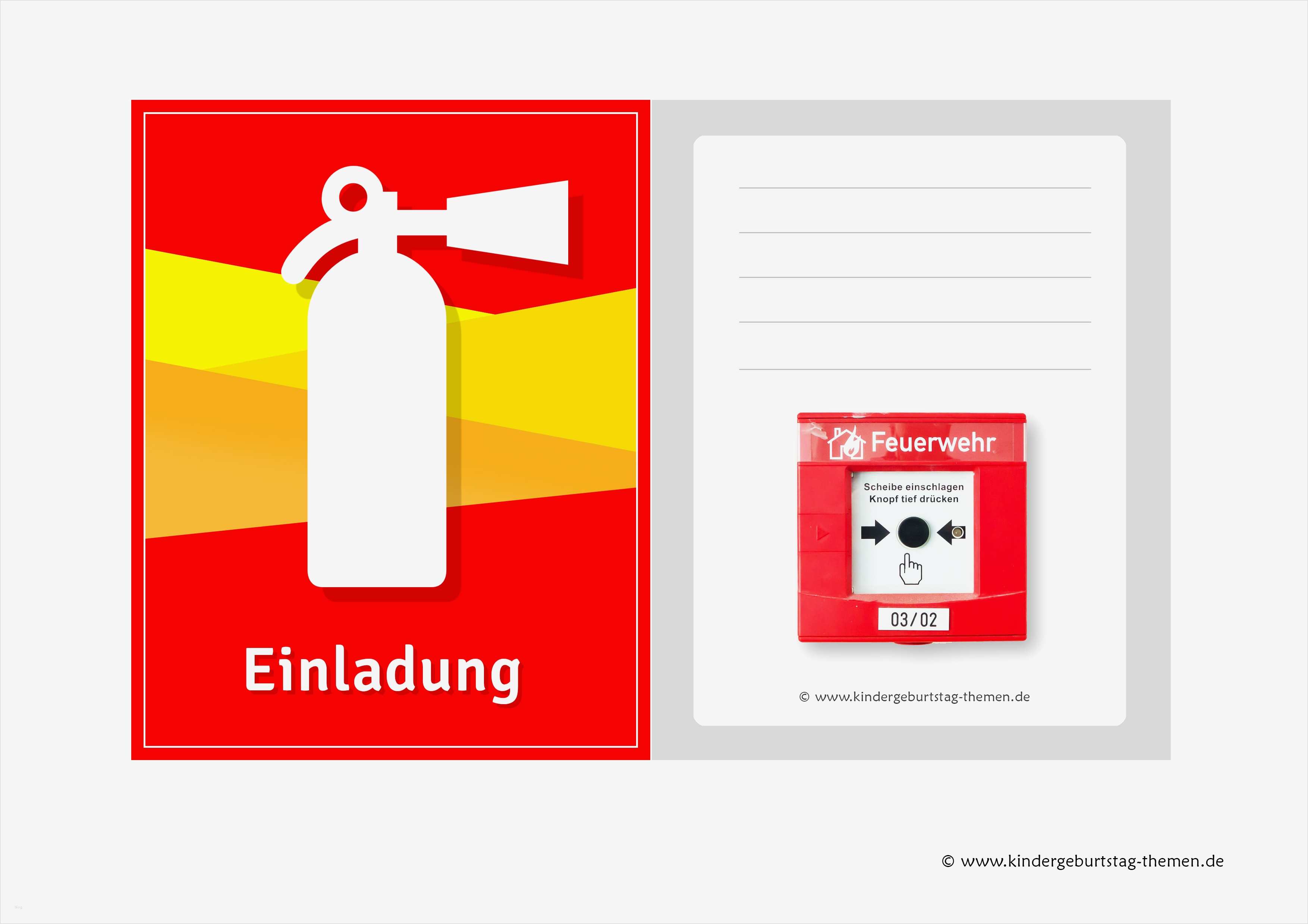 Geburtstagskarte Einladung Vorlage Angenehm Einladungskarten Feuerwehr Zur Kinderparty Kostenlose