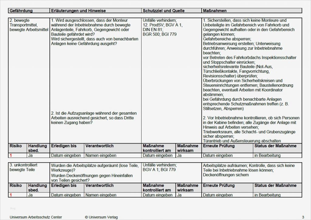 Gefährdungsbeurteilung Aufzug Vorlage Cool Gefährdungsbeurteilung Inbetriebnahme Der Aufzuganlage