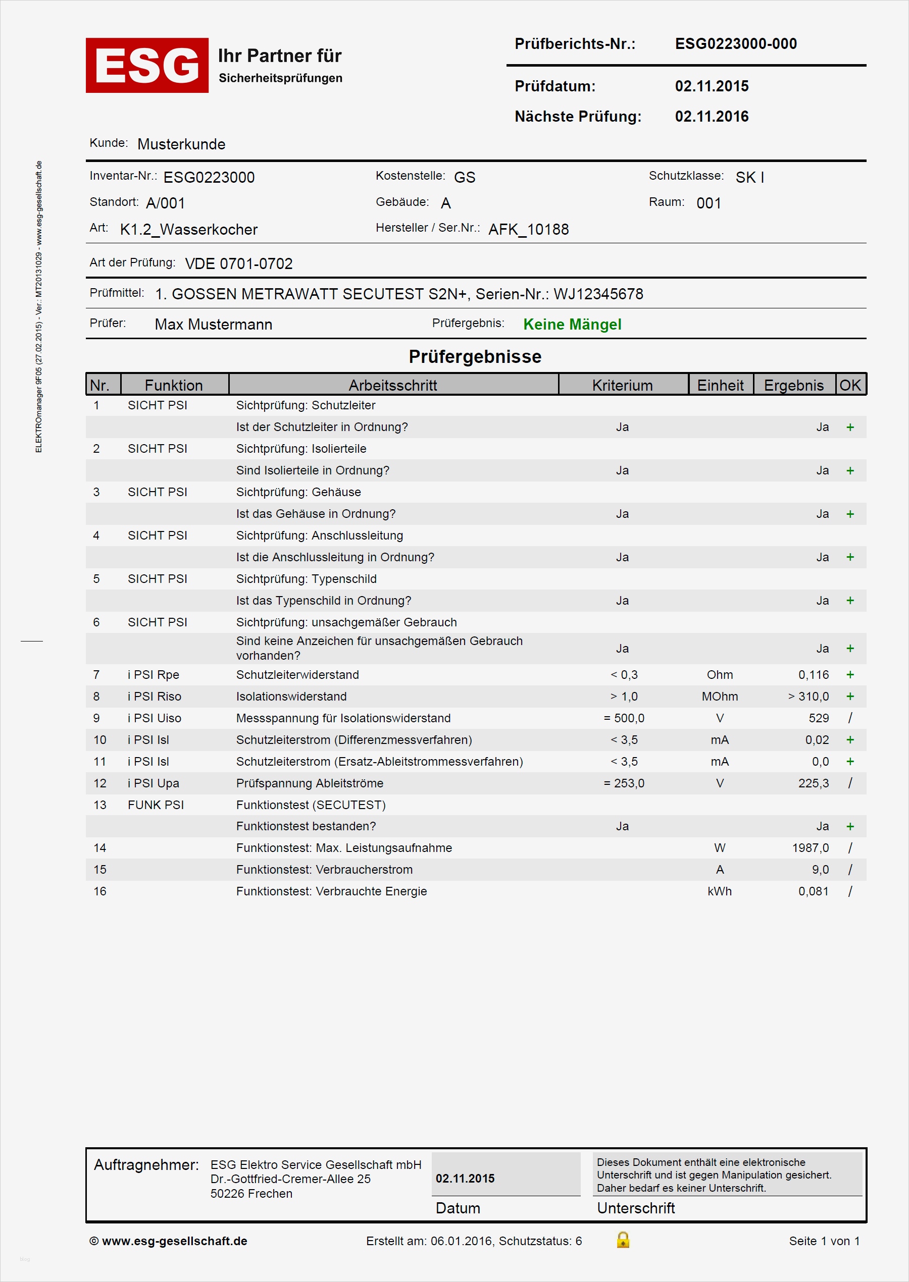 Gefährdungsbeurteilung Dokumentation Vorlage Beste Dguv V3 Bgv A3 Prüfprotokoll & Dokumentation