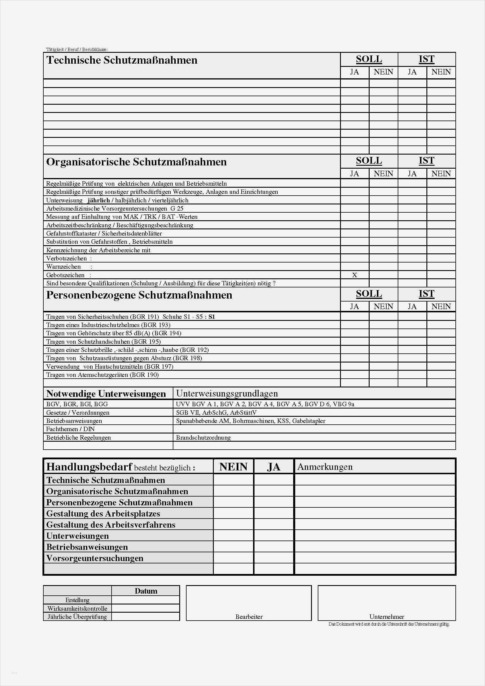 Gefährdungsbeurteilung Vorlage Bg Rci Best Of Bild Muster Gefährdungsbeurteilung Maßnahmen