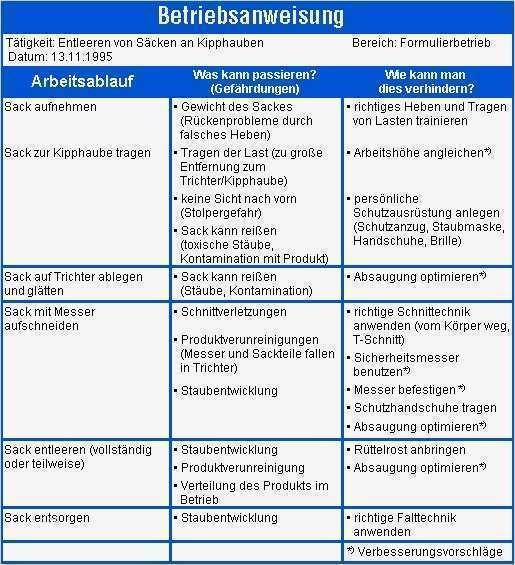 Gefährdungsbeurteilung Vorlage Bg Rci Elegant Großartig Betriebsanweisungen Vorlage Galerie